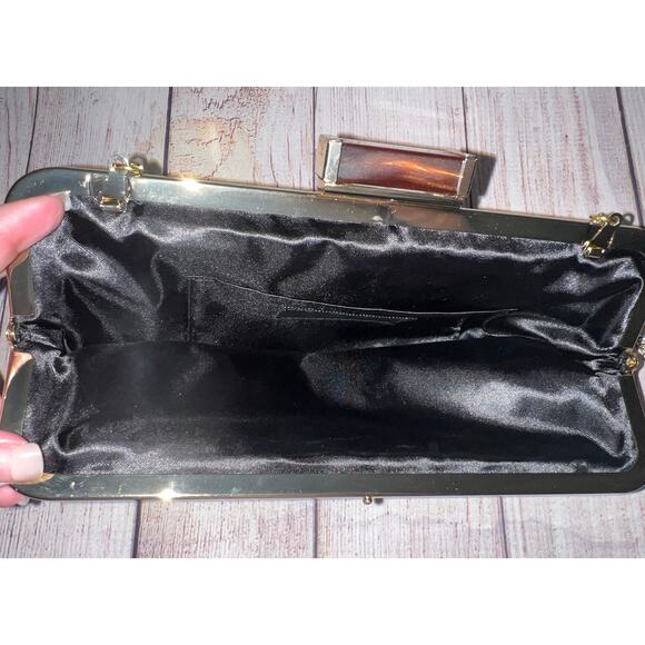 Jessica McClintock Vintage Black Sequin Evening Bag Cocktail Clutch Shoulder Bag - Picture 7 of 8